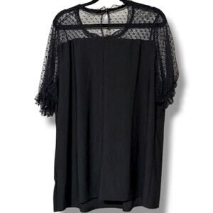 CURE women’s plus size 3XL solid black sweetheart  dotted mesh neck & sleeves